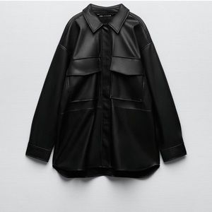 Faux leather over shirt